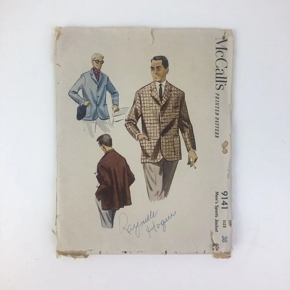 Mens Sports Jacket Size 38 UNCUT McCalls Pattern 9141 Vintage 50s